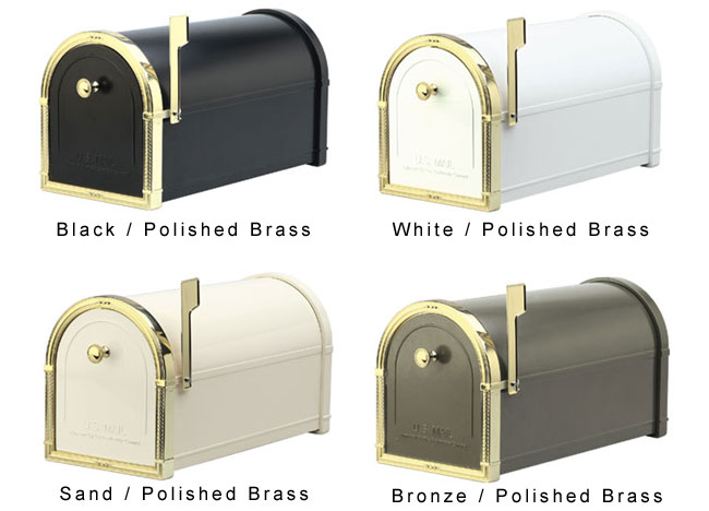 Non Locking <BR>Post Mount<BR>Coronado Mailboxes<BR>Polished Brass